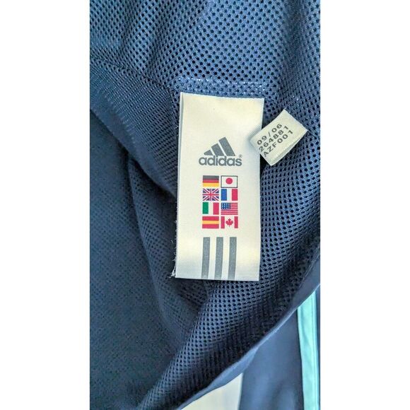 Adidas Womens Jacket Large Navy Blue Turquoise Windbreaker Lined Fall Autumn - Picture 6 of 7